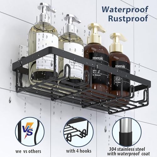 Liuoud 10 Pack Shower Caddy for Inside shower, Black Bathroom Storage Decor