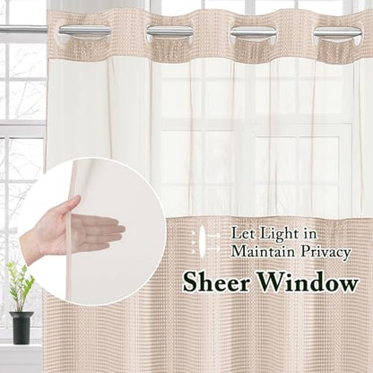 Gibelle No Hook Cloth Blush Pink Shower Curtain with Liner, 36x74