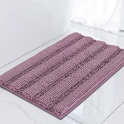 Turquoize Small Bathroom Rug 17x24, Absorbent Chenille Bath Rug, Mauve/Rose