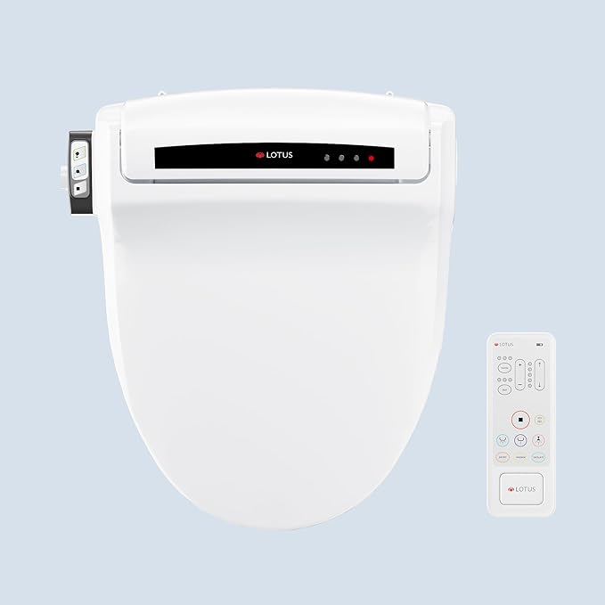 Lotus Bidet ATS-1000 Round with Enema Wash (Purestream) for constipation relief, Heated Seat With Remote Control, Temperature Controlled Wash, Warm Air Dryer, Easy DIY Installation, Made in Korea