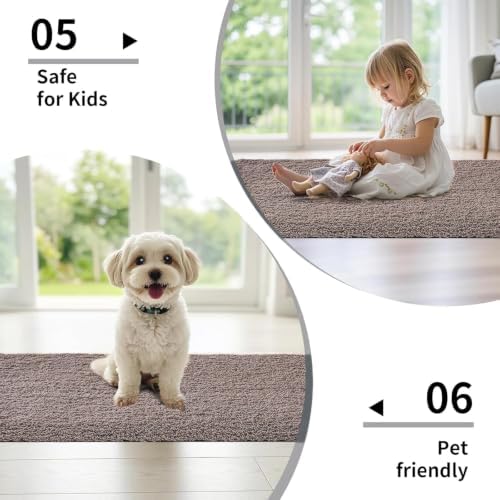 Disolla Taupe Grey Bathroom Rug 17x24 - Non-Slip Plush Small Bath Mat, Highly Absorbent & Ultra Soft Fluffy Floor Mat, Machine Washable for Shower and Tub