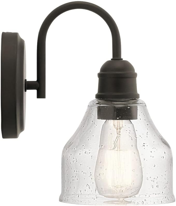Kichler Avery 9.25" 1 Light Vanity Light with Clear Seeded Glass Brushed Nickel