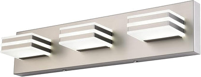 Brushed Nickel Vanity Lights for Bathroom Light Fixtures (3-Light, 20-Inch) Adjust 3 Colors Modern Bath Lighing Fixture Over Mirror LED Vanity Lighting