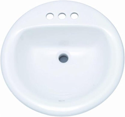 PROFLO PF194R Rockaway 19" Circular Vitreous China Drop In Bathroom Sink with Overflow and 3 Faucet Holes at 4" Centers - White