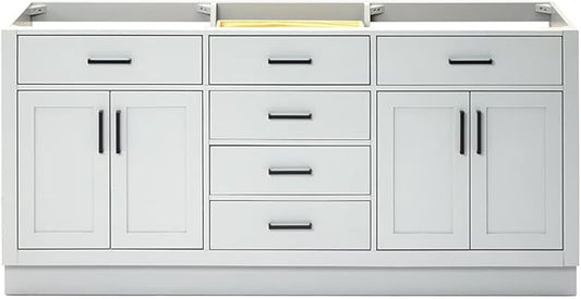 ARIEL Hepburn 72-inch Bathroom Vanity Base Cabinet,Solid Wood, 4 Soft Closing Doors, 6 Dovetail Drawers, Grey