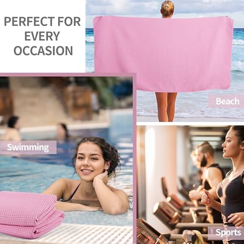 Microfiber Waffle Bath Towels, 4 Pieces, Soft, Absorbent, Fast Drying, Lint Free 430 GSM (27''x55''/68.58 cm x139.7 cm)