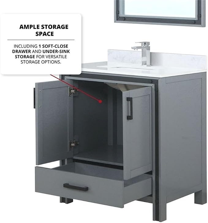 Ziva 30 in W x 22 in D Dark Grey Bath Vanity and Cultured Marble Top
