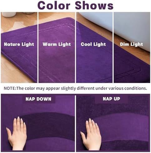 YIHOUSE Memory Foam Bath Mat Set, Bathroom Rugs Sets 2 Pieces, Non Slip Bath Mats for Bathroom, Super Soft and Water Absorbent Bath Rug Set, Machine Washable U Shape Rug,Purple