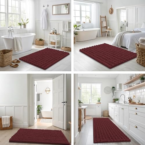 Smiry Bathroom Rugs 40X32, Extra Soft Rubber Backing Chenille Bath Mats