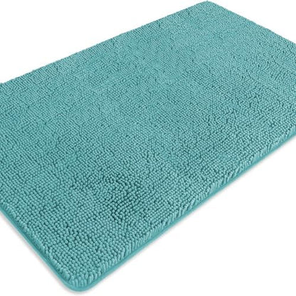 Bathroom Rugs 30 x 50 Inch – Extra Large Bath Mat | Absorbent and Washable Thick Chenille Bath Rugs Non-Slip Runner Rug for Bathroom, Shower, Tub(Teal)