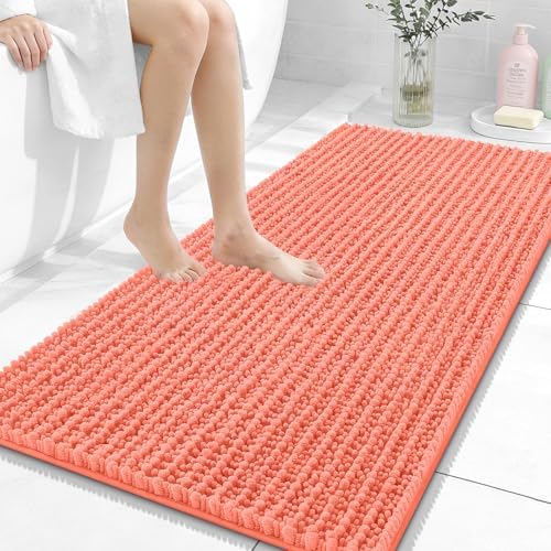OLANLY Bathroom Runner Rugs 47x24, Thick Soft Absorbent Chenille Bath Rugs