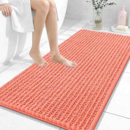 OLANLY Bathroom Runner Rugs 47x24, Thick Soft Absorbent Chenille Bath Rugs