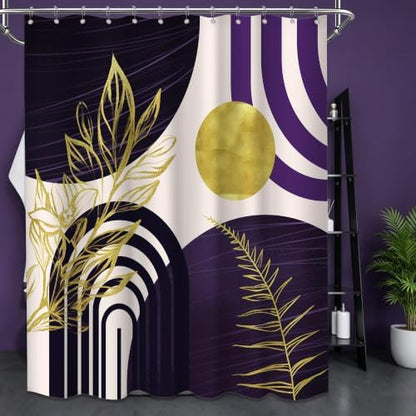 Dark Purple and Gold Extra Long Shower Curtain, Tall 72X96 in
