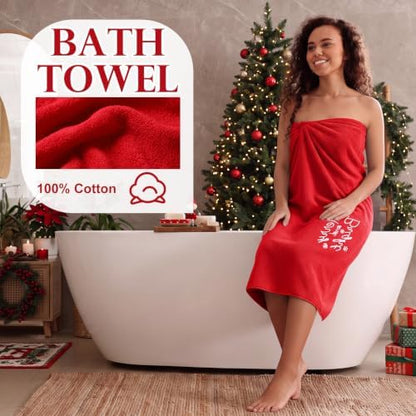 Hahafelt Decorative Bathroom Towel Set,Red, Christmas