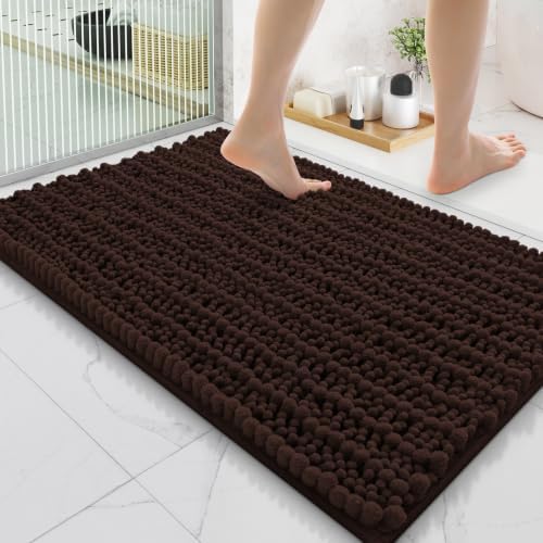 Smiry Bathroom Rugs 35X24, Extra Soft Rubber Backing Chenille Bath Mats