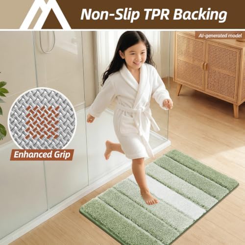 COSY HOMEER Bathroom Rugs 24x17,Ultra Soft Absorbent Bath Mat,Green