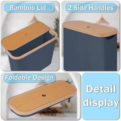 efluky Toilet Paper Basket with Lid, Toilet Paper Organizer for Bathroom, Free Standing Toilet Paper Holder with Storage, Blue