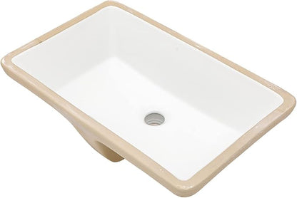 Lordear Undermount Bathroom Sink 21x13 Inch Bathroom Vanity Sinks Undermount Rectangle White Porcelain Ceramic Bathroom Under Counter Lavatory Basin with Overflow