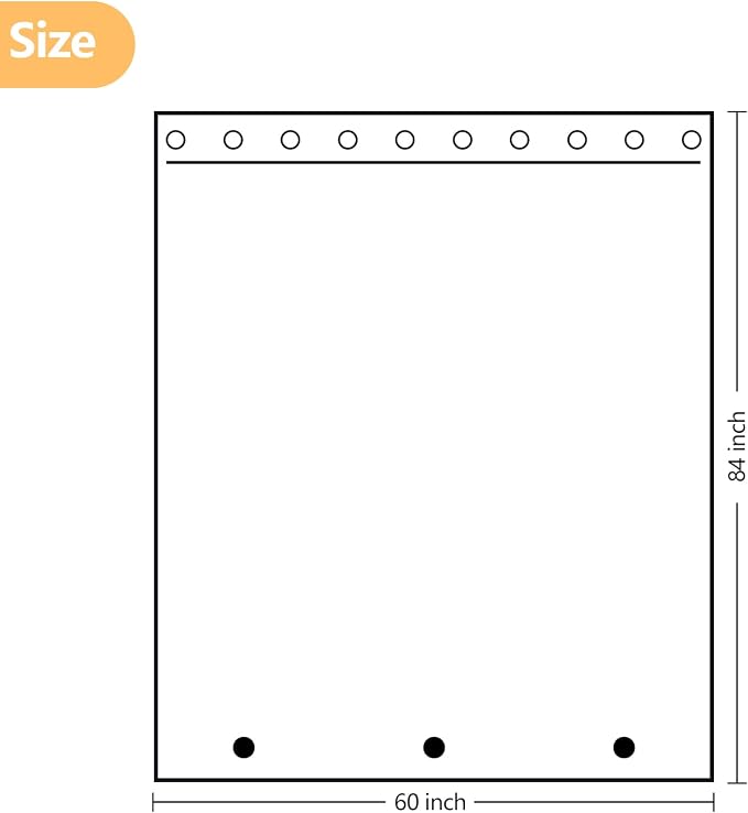 Seenus 60''W Waterproof Fabric Shower Curtain Liner with 3 Large Magnets, 60 x 84 Inch Washable Cloth Shower Liner Extra Long, White Lightweight Tall Bathroom Curtain for Walkin Shower