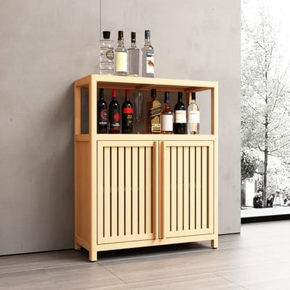 Bamboo Storage Cabinet, Natural Freestanding Bathroom Cabinet