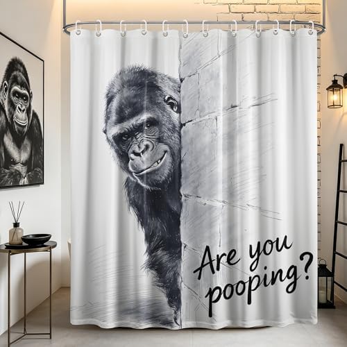 Funny Gorilla Shower Curtain Monkey, 70x72 Inchs