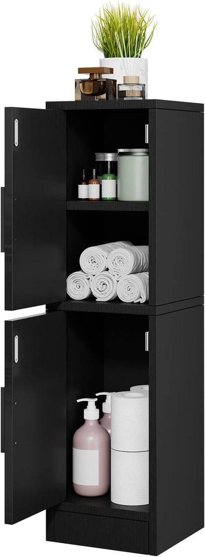 IBUYKE Small Bathroom Storage Cabinet, Narrow Floor Corner Cabinet with 2 Doors & Adjustable Shelf, Small Bathroom Organizer, Space-Saving Storage Solution for Toilet, Laundry Room UWBS002B
