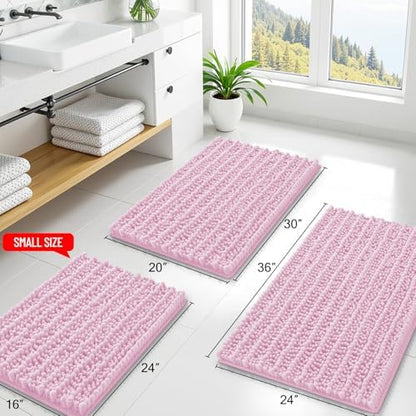 Smiry Bathroom Rugs 24X16, Extra Soft Rubber Backing Chenille Bath Mats
