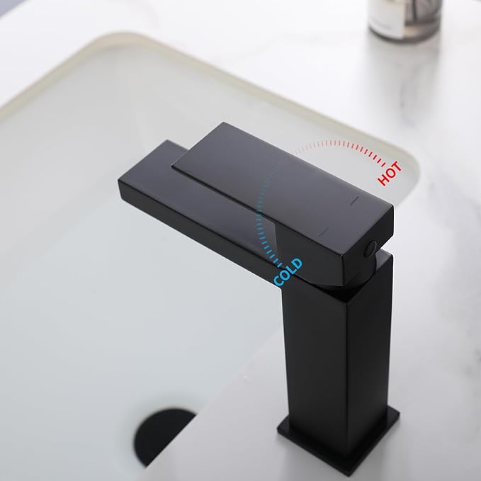 Black Bathroom Sink Faucet One Hole Faucet Single Handle 2 Packs 1 Hole Vanity SUS304 Stainless Steel Faucets for Bathroom Sink Matte Black Bathroom Faucet 2 Pieces, SF3-BK-P2