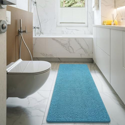 LOCHAS Luxury Bathroom Rug Shaggy Bath Mat 24 x 60 Inch, Light Blue