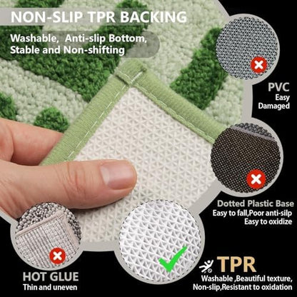 KOEXM Bathroom Rugs 20" x 32", Green Bath Mat Soft Absorbent Microfiber