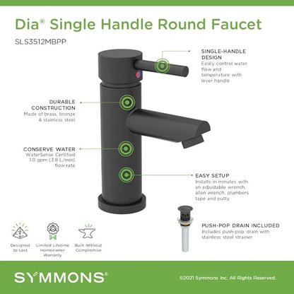Dia Single-Hole Single-Handle Bathroom Faucet with Push Pop Drain (1.0 GPM)