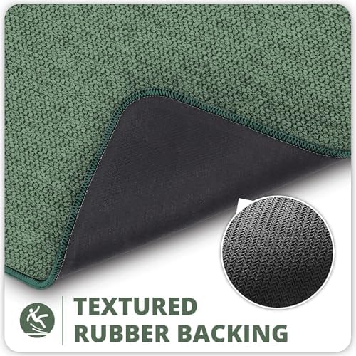 Bosap Bath Mat Set 2 Pieces,Ultra Thin Bathroom Rugs,Rubber Toilet Rugs