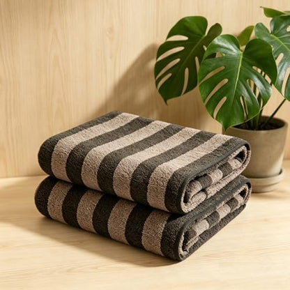 2 Piece Brown Cabana Stripe Hand Towels for Bathroom 16"x31" Ultra Soft Breathable Hand Face Towels Highly Absorbent Towel Quick Dry Towel for Spa Gym Hotel Travel Camp