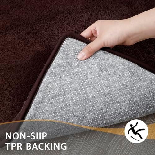 MINIDEAR Bathroom Rugs 24x17 Dark Brown - Thick Memory Foam Bath Mat, Ultra Soft & Plush Fluffy, Non-Slip, Quick Dry, Absorbent Washable Floor Microfiber Mat for Tub, Home Decor Accessories