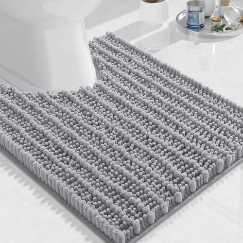 Arotive Toilet Rugs U-Shaped 24x20, Soft Absorbent Chenille Shaggy Bath Mat