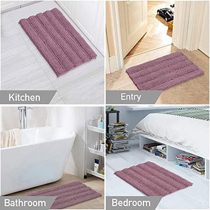 2 Piece Bathroom Rug Set with Toilet Mat, Soft Absorbent Chenille, Non-Slip