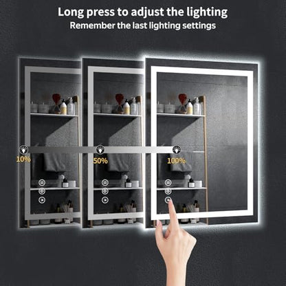 24"x30" LED Bathroom Mirror with Lights, Anti-Fog, Backlit+Frontlit