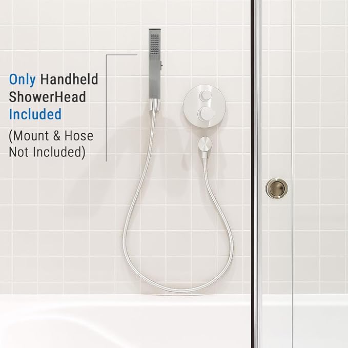 G-Promise Metal Square Handheld Head with Power Wash Mode(Brushed Nickel) | All Metal Construction, Powerful Wash Mode, Side Push Switch, Modern Look, Simple to Install