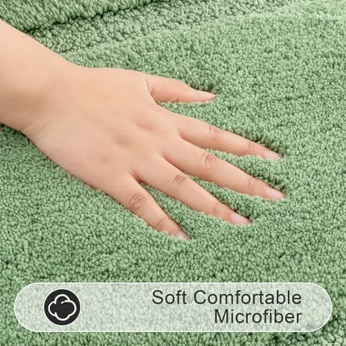SHACOS Soft Microfiber Sage Green Bathroom Rugs Sets 2 Pieces 32x20 inch