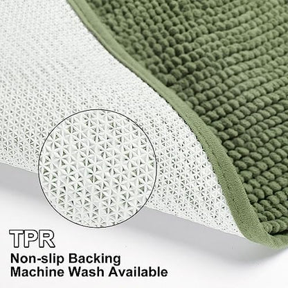 Urvoix Bathroom Rugs Sets 3 Piece, Non-Slip Chenille Bath Rug Set