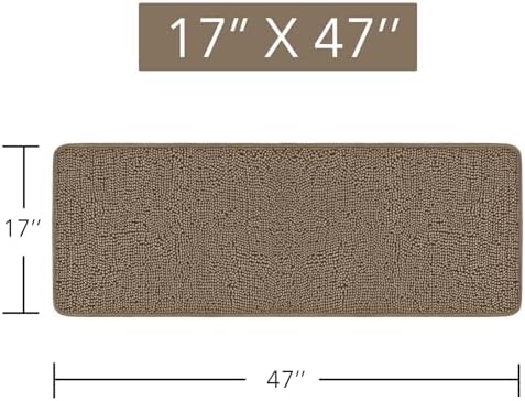 Yeaban Chenille Taupe Bathroom Runner Rug 17"x47"