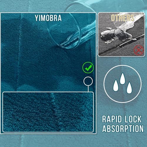 Yimobra Large Memory Foam Bathroom Mat Set, 44x24&24x17 in, Peacock Blue