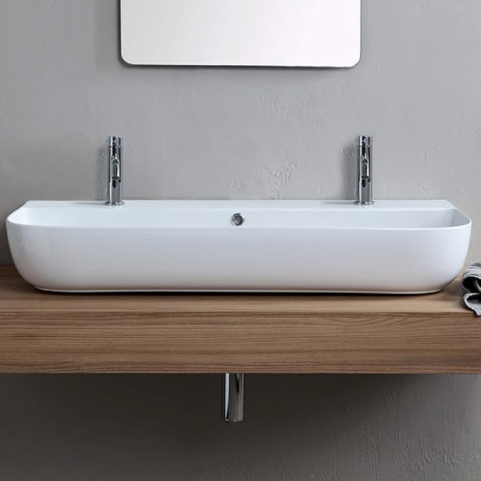Scarabeo 1813B-Two Hole Bathroom Sink, One Size, White