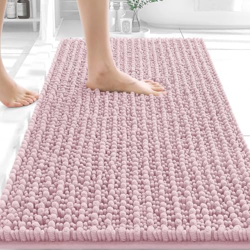 OLANLY Bathroom Rugs 34x21, Thick Soft Absorbent Chenille Bath Rugs