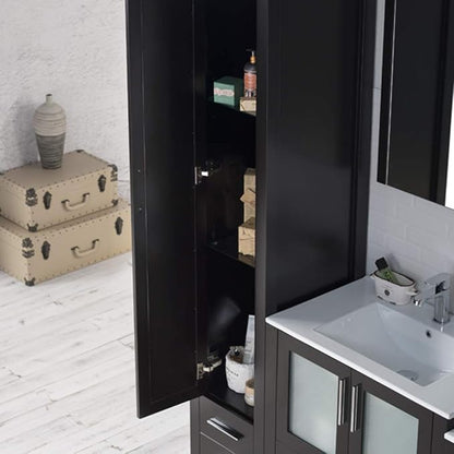 Blossom 102" Double Bathroom Vanity Set with 2 Linen Towers & Side Cabinet - Solid Wood Master Suite Furniture - Espresso Finish, Dual Ceramic Sinks, Soft-Close Storage - High-End Modular Collection