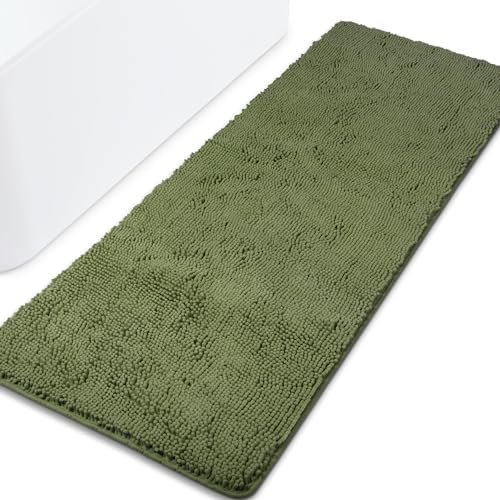 Yeaban Chenille Sage Bathroom Runner Rug 24"x72"