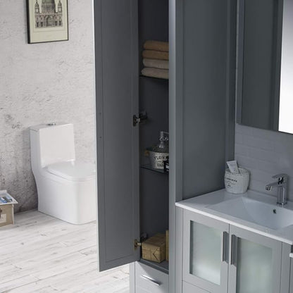 Blossom 102" Solid Wood Master Bathroom Vanity Set – Pre-Assembled Double Sink Cabinet with Storage Tower Combo & Soft Close Drawers – High End Furniture Grade Luxury Vanity in Metal Grey