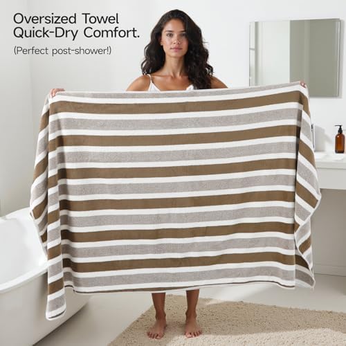 REDKISS 6-Piece Microfiber Bath Towel Set, Ultra Soft, Highly Absorbent & Quick Dry, 35x70 Inch Oversized, Brown Towels for Bathroom, Spa, Gym, 2 Bath 2 Hand 2 Washcloths