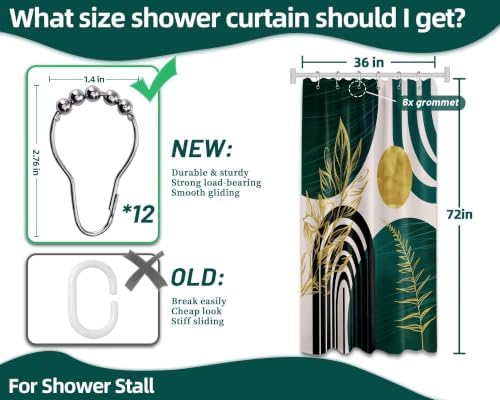Emerald Green and Gold Stall Shower Curtain, 36X72 in Narrow Small