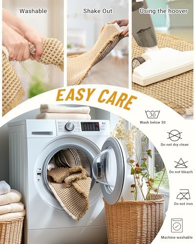 Furicher Large Waffle Bath Mat Set, Non Slip Bathroom Mat Set 2 Piece, Ultra Absorbent Bath Mats, Machine Washable Bath Rugs, Brown & White, 20"×47" and 16"×24"